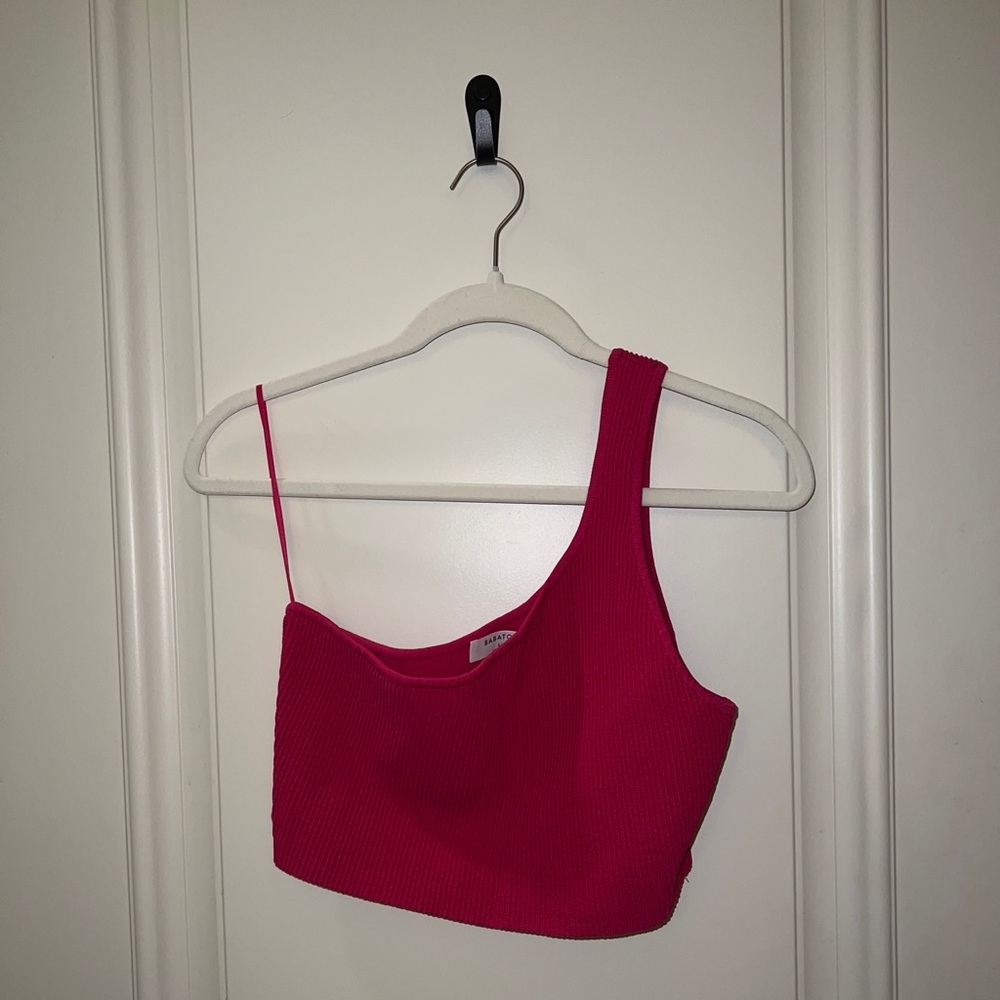 Aritzia One Shoulder Cropped Tank Pink, Large